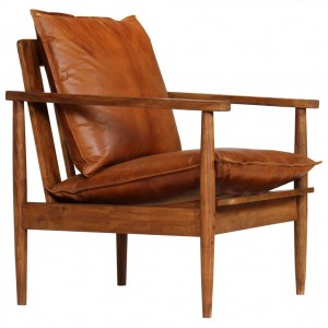 Assento castanho de couro genuíno de madeira de acácia D