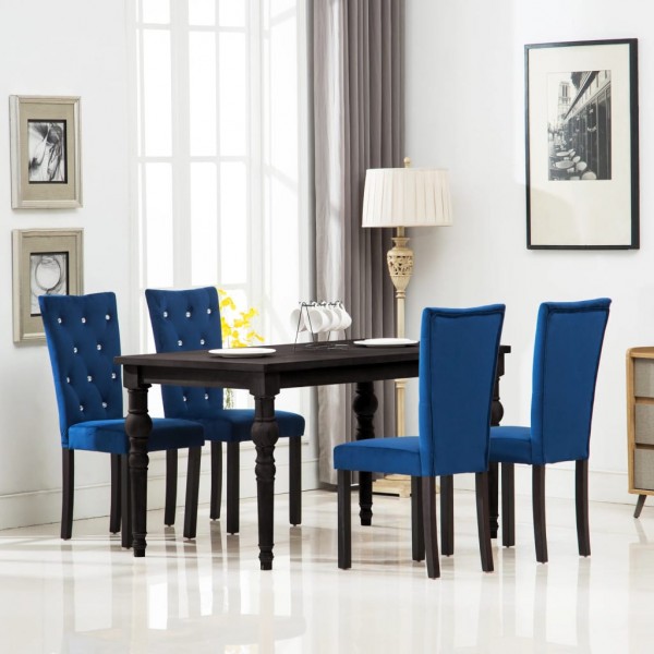 Cadeiras de jantar 4 unidades veludo azul escuro D