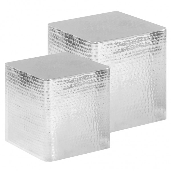 Mesas de centro 2 piezas aluminio plateado D