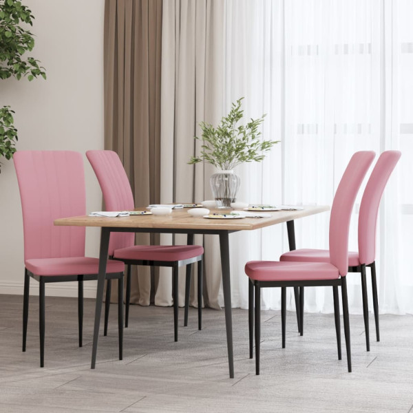 Sillas de comedor 4 unidades terciopelo rosa D