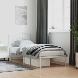 Estructura de cama de metal con cabecero blanco 80x200 cm D