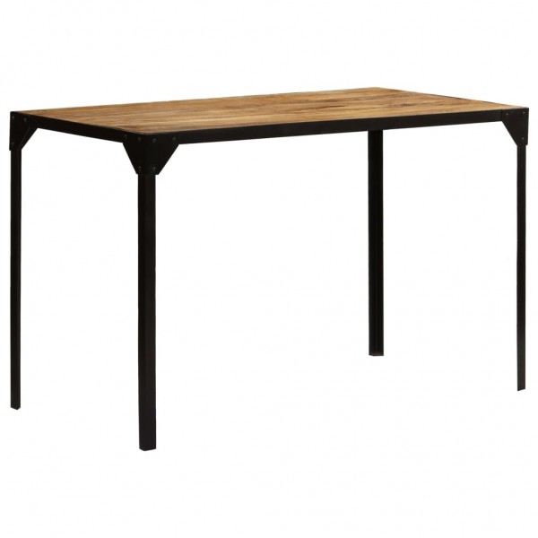 Mesa de jantar madeira maciça de mangue áspero e aço 120 cm D