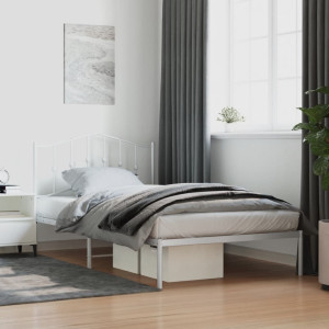Estructura de cama de metal con cabecero blanco 100x200 cm D