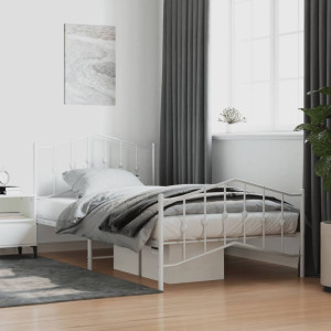 Estructura cama metal con cabecero y pie cama blanca 107x203 cm D