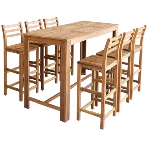 Set mesa de bar y sillas 7 piezas de madera de acacia maciza D
