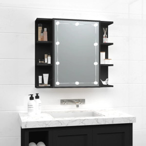 Mueble con espejo y LED negro 70x16.5x60 cm D