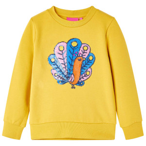 Sudadera niños con diseño pavo real de lentejuelas ocre oscuro 128 D