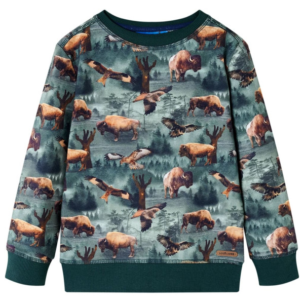 Sudadera para niños con estampado reses y águilas verde oscuro 128 D