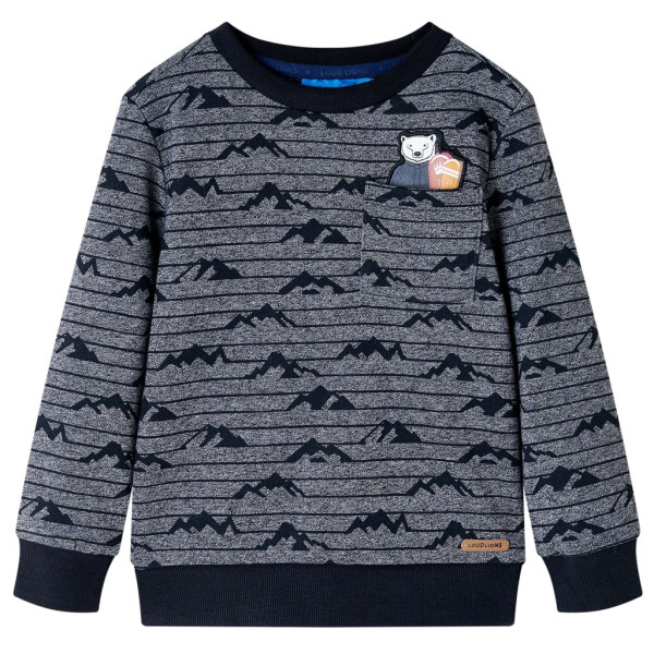 Sudadera para niños con estampado de colinas azul marino mélange 128 D