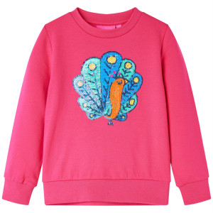 Sudadera niños con diseño pavo real de lentejuelas rosa chillón 92 D