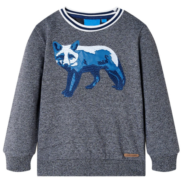 Sudadera para niños con estampado de zorro azul marino mélange 140 D