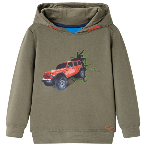 Sudadera para niños con capucha estampado todoterreno color caqui 140 D