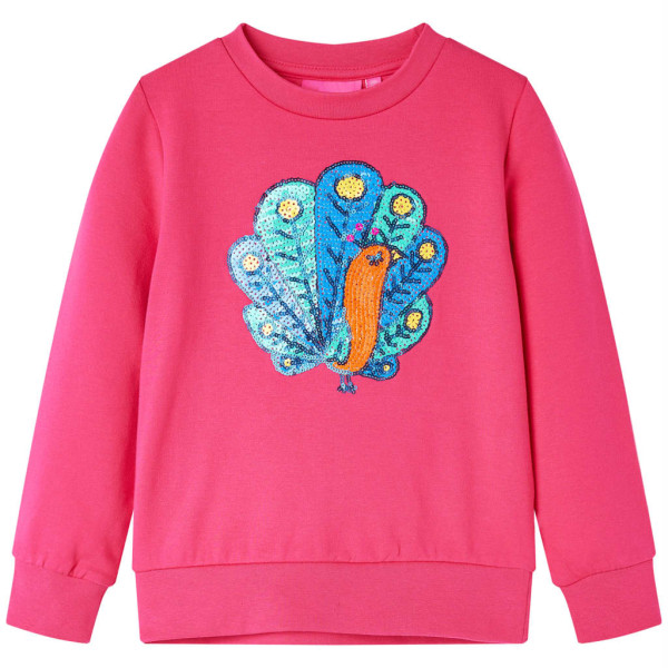 Sudadera niños con diseño pavo real de lentejuelas rosa chillón 140 D