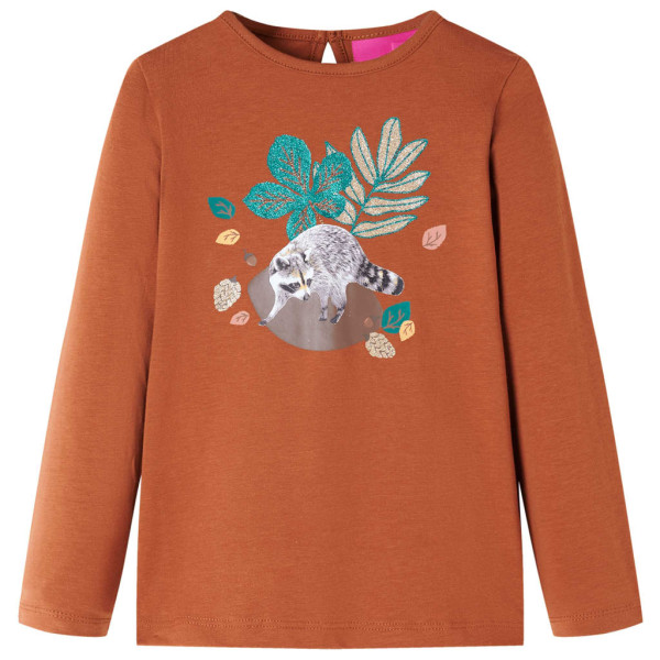 Camiseta de niños manga larga estampado de animal color coñac 92 D