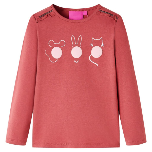 Camiseta para niños manga larga estampado de animales rosa tostado 140 D