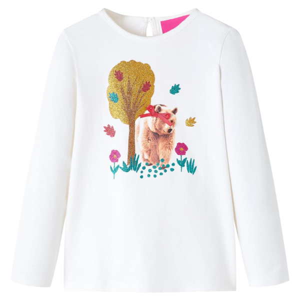 Camiseta de niños de manga larga con estampado de oso color crudo 116 D