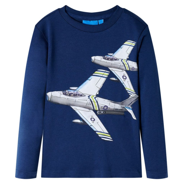 Camiseta para niños de manga larga estampado aviones azul marino 92 D