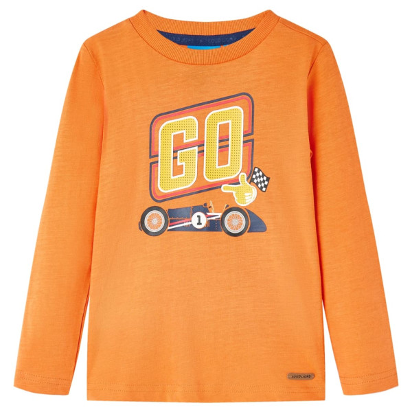 Camiseta niños manga larga estampado coche carreras naranja oscuro 104 D