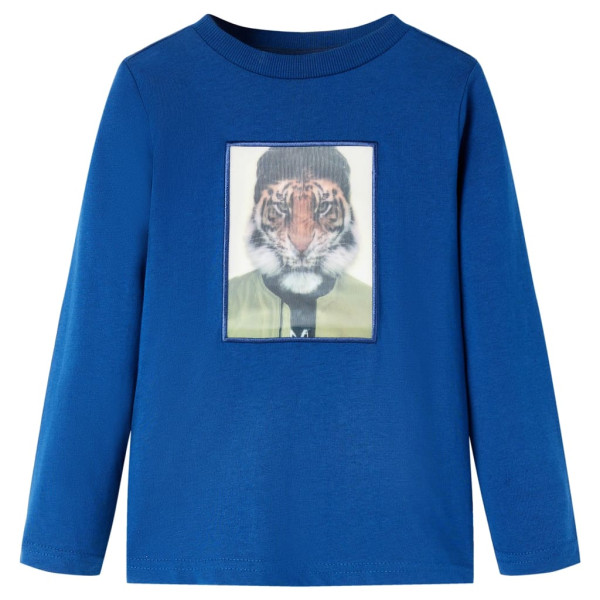 Camiseta de niños de manga larga estampado de tigre azul oscuro 116 D