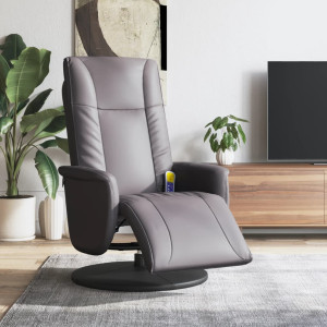 Assento reclinável de massagem com apoio de pés de couro sintético cinza D