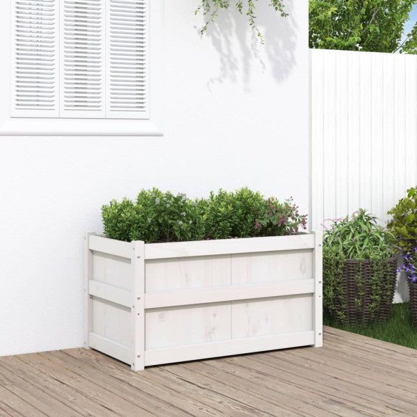 Jardim de madeira maciça de pinho branco 90x50x50 cm D