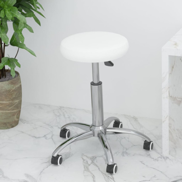 Cadeira de escritório giratória de couro sintético branco D