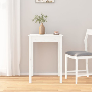 Mesa de comedor madera maciza de pino blanca 55x55x75 cm D