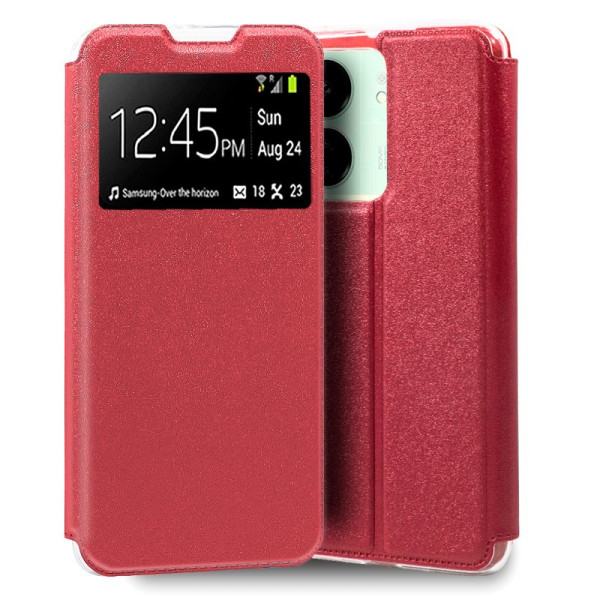 Fundação COOL Capa de Flip para Xiaomi Redmi 13C / Poco C65 Liso vermelho D