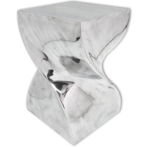 Taburete/mesa auxiliar retorcida aluminio plateado H