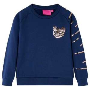 Sudadera para niños con gato de lentejuelas azul marino 92 D