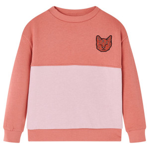 Sudadera para niños bloque de colores dibujo de gato color rosa 92 D