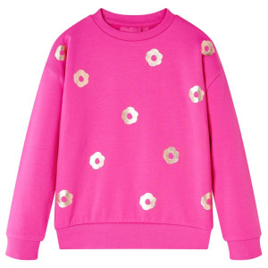 Sudadera para niños con estampado de flores rosa oscuro 116 D