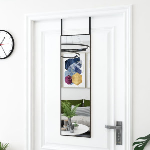 VidaXL Espelho de porta de vidro e alumínio preto 30x100 cm D