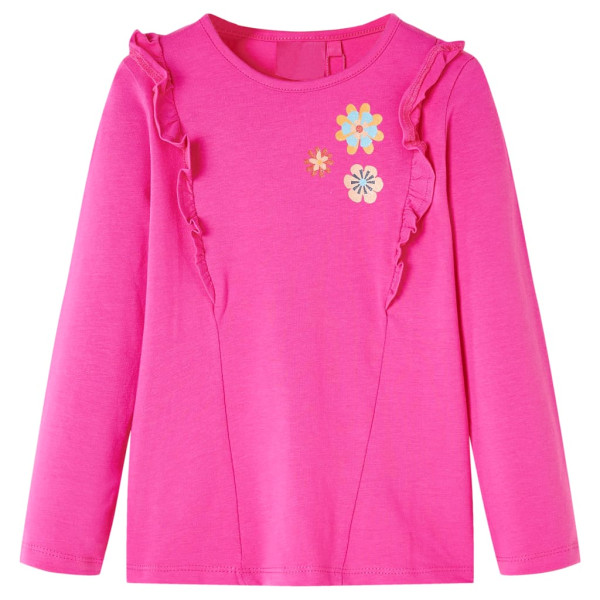 Camiseta para niños de manga larga estampado de flores rosa oscuro 128 D