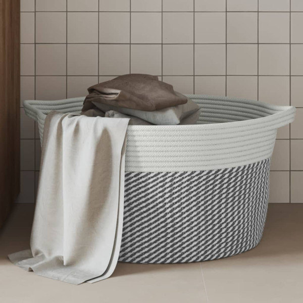 Cesta de almacenaje algodón gris y blanco Ø40x25 cm D