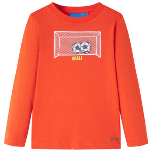 Camiseta niños manga larga diseño portería fútbol naranja brillo 140 D