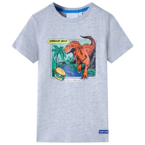 Camiseta para niños con estampado de dinosaurio gris 104 D