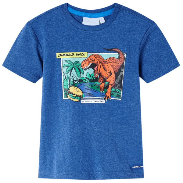 Camiseta para niños con estampado de dinosaurio azul oscuro 140 D