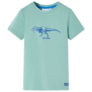 Camiseta para niños con estampado de dinosaurio caqui claro 128 D