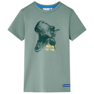 Camiseta para niños con estampado de dinosaurio caqui 116 D