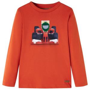 Camiseta niños manga larga estampado coche carreras naranja 92 D