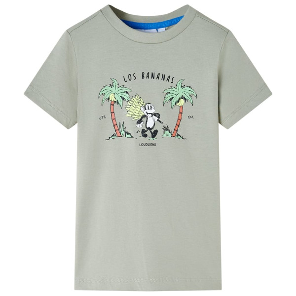 Camiseta para niños con estampado de mono caqui claro 92 D