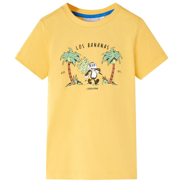 Camiseta para niños con estampado de mono ocre claro 128 D