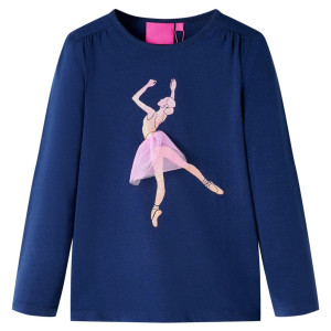 Camiseta para niños de manga larga estampado bailarina azul marino 116 D