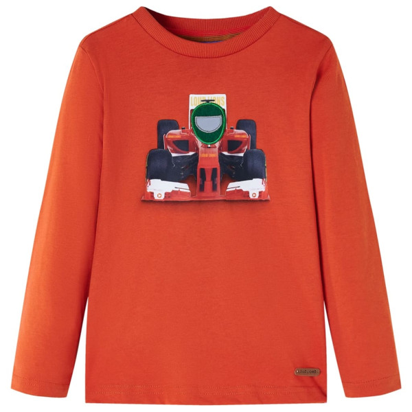 Camiseta niños manga larga estampado coche carreras naranja 116 D