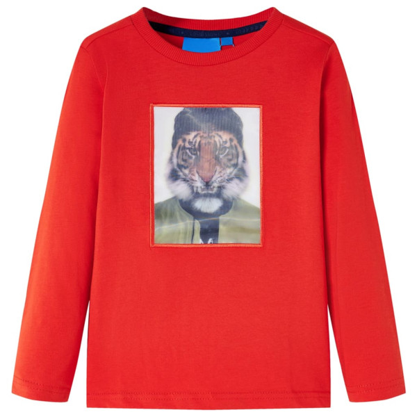 Camiseta para niños de manga larga estampado de tigre rojo 92 D