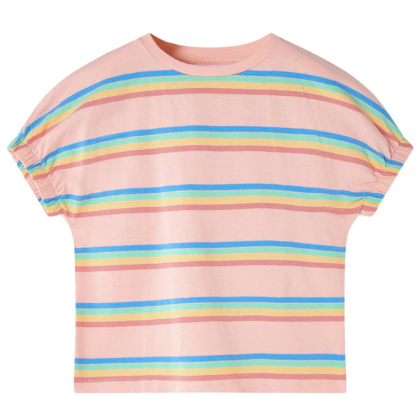 Camiseta para niños estampado rayas de arco iris color melocotón 140 D