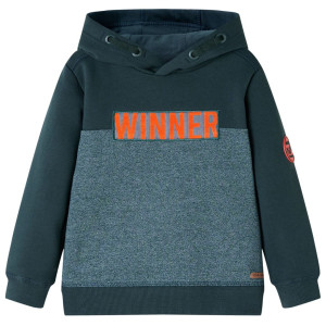 Sudadera con capucha para niños estampado texto Winner verde oscuro 92 D