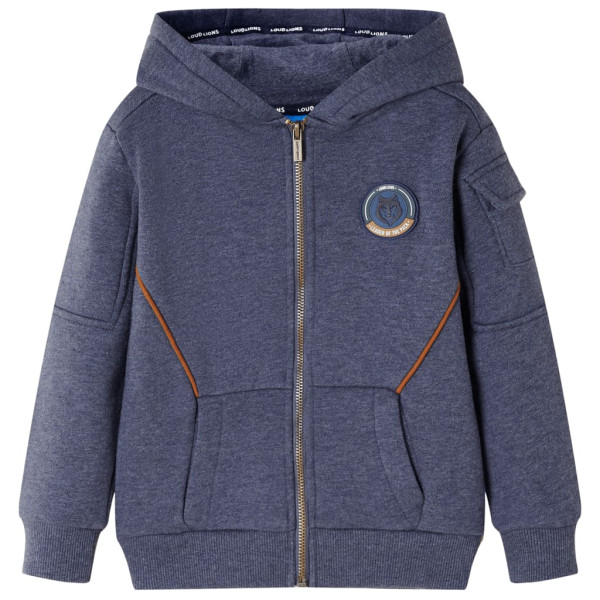 Sudadera para niños con capucha y cremallera azul oscuro mélange 104 D