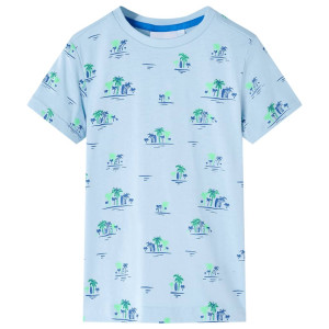 Camiseta para niños con estampado de cocotero azul claro 104 D